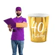 dekoracje na 40 urodziny zlote metalizowane kubeczki papierowe 40th birthday 220 ml x6
