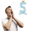 dekoracje na 5 urodziny dla chlopca balon foliowy cyfra 5 stojaca blekitny partydeco