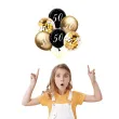 dekoracje na 50 urodziny balony z konfetti happy birthday liczba 50 czarno zlote 12 x6