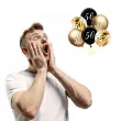 dekoracje na 50 urodziny balony z konfetti happy birthday liczba 50 czarno zlote 12 x6