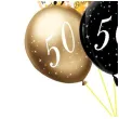 dekoracje na 50 urodziny balony z konfetti happy birthday liczba 50 czarno zlote 12 x6