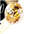 dekoracje na 50 urodziny balony z konfetti happy birthday liczba 50 czarno zlote 12 x6