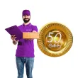 dekoracje na 50 urodziny zlote metalizowane talerzyki papierowe 50th birthday 18 x6