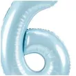 dekoracje na 6 urodziny dla chlopca balon foliowy cyfra 6 stojaca blekitny partydeco