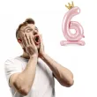 dekoracje na 6 urodziny dla dziewczynki balon foliowy cyfra 6 stojaca rozowy partydeco