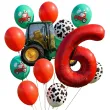 dekoracje na 6 urodziny zestaw balonow farma zielony traktor wiejskie party