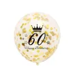 dekoracje na 60 urodziny balony transparentne z konfetti happy birthday liczba 60 zlote 12