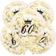 dekoracje na 60 urodziny balony transparentne z konfetti happy birthday liczba 60 zlote 12