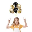 dekoracje na 60 urodziny balony z konfetti happy birthday liczba 60 czarno zlote 12 x6