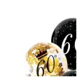 dekoracje na 60 urodziny balony z konfetti happy birthday liczba 60 czarno zlote 12 x6