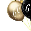 dekoracje na 60 urodziny balony z konfetti happy birthday liczba 60 czarno zlote 12 x6