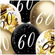 dekoracje na 60 urodziny balony z konfetti happy birthday liczba 60 czarno zlote 12 x6