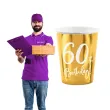 dekoracje na 60 urodziny zlote metalizowane kubeczki papierowe 60th birthday x6
