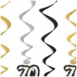 dekoracje na 70 urodziny swiderki wiszace glamour birthday czarno zloto srebrne 6 szt