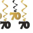 dekoracje na 70 urodziny swiderki wiszace liczba 70 czarno zlote 6 szt