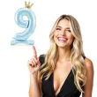 dekoracje na 9 urodziny dla chlopca balon foliowy cyfra 9 stojaca blekitny partydeco