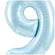 dekoracje na 9 urodziny dla chlopca balon foliowy cyfra 9 stojaca blekitny partydeco