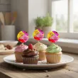 dekoracje na babeczki pikery dzien babci gerbery do muffinek szpilki ozdobne 6 szt
