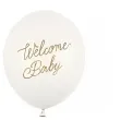 dekoracje na baby shower chlopca niebieskie balony welcome baby biale kremowe 12 50 szt