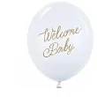 dekoracje na baby shower chlopca niebieskie balony welcome baby biale kremowe 12 50 szt
