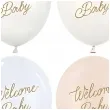 dekoracje na baby shower chlopca niebieskie balony welcome baby biale kremowe 12 50 szt