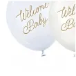 dekoracje na baby shower chlopca niebieskie balony welcome baby biale kremowe 12 6 szt