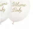 dekoracje na baby shower chlopca niebieskie balony welcome baby biale kremowe 12 6 szt