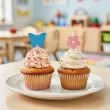 dekoracje na dzien wiosny pikery na muffinki babeczki kwiatki i motylki do przedszkola x6