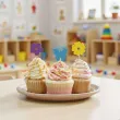 dekoracje na dzien wiosny pikery na muffinki babeczki kwiatki i motylki do przedszkola x6