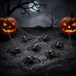 dekoracje na halloween andrzejki pajaki czarne partydeco 10 szt