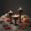dekoracje na halloween andrzejki swieczniki tea light czarne gotyckie 3 szt