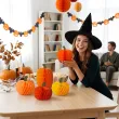 dekoracje na halloween jesien bibuly wiszace rozety honeycomb dynia pomaranczowe 23 cm 4 szt