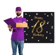 dekoracje na osiemnastke serwetki happy birthday 18 urodziny glamour czarno zloty 33cm 20 szt