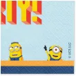 dekoracje na stol na urodziny serwetki z motywem minionkow niebiesko zolte 33 cm x20