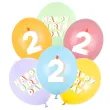 dekoracje na urodziny balony pastelowe cyfra 2 happy birthday kolorowe 12 6 szt