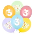 dekoracje na urodziny balony pastelowe cyfra 3 happy birthday kolorowe 12 6 szt