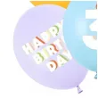 dekoracje na urodziny balony pastelowe cyfra 3 happy birthday kolorowe 12 6 szt