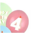dekoracje na urodziny balony pastelowe cyfra 4 happy birthday kolorowe 12 6 szt