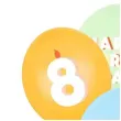 dekoracje na urodziny balony pastelowe cyfra 8 happy birthday kolorowe 12 6 szt