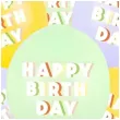 dekoracje na urodziny balony pastelowe happy birrthday fioletowe zielone zolte 12 6 szt