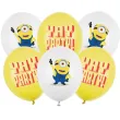 dekoracje na urodziny balony pastelowe minionki zolte biale 12 cali x6