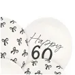 dekoracje na urodziny biale balony liczba 60 kokardki 12 6 szt