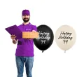 dekoracje na urodziny kremowo czarne balony happy birthday z kokardka 12 cali 50 szt