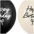 dekoracje na urodziny kremowo czarne balony happy birthday z kokardka 12 cali 50 szt