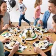 dekoracje na urodziny pilkarza talerzyki pilka bialo czarne partydeco 18 cm 6 szt