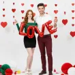 dekoracje na walentynki zestaw balonow foliowych napis love girlanda czerwona 140 cm