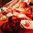 dekoracje stolu na halloween talrzyki papierowe jednorazowe get out krwawe czarne 23 cm x6