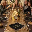 dekoracje stolu na sylwestra nowy rok serwetki happy new year czarne partydeco 33 cm x20