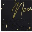dekoracje stolu na sylwestra nowy rok serwetki happy new year czarne partydeco 33 cm x20