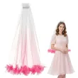 dodatek do stroju na baby shower girl ciazowa sesje zdjeciowa welon fredzle rozowe ombre 69 cm